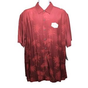 Batik Bay Hawaiian Shirt Mens Size L Red Ombre Palm Tree Easy Care Rayon NEW NWT
